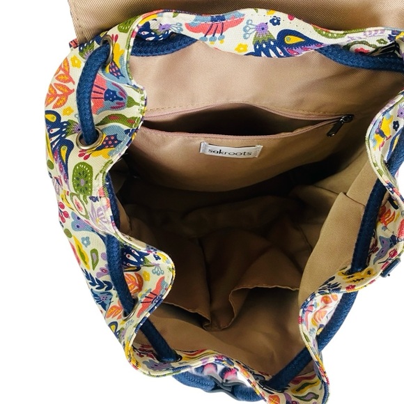 Sakroots Hermosa Canvas Folder Flap Backpack In Fox Otomi Forest Print